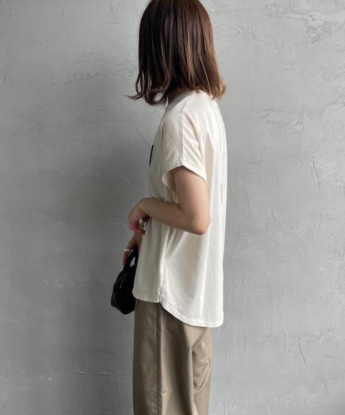 tシャツ 「MICA＆DEAL/マイカアンドディール」 SHARON ロールスリーブロゴプリントTシャツ レディース MICA&DEAL tシャツ 「MICA＆DEAL/マイカアンドディール」 SHARON