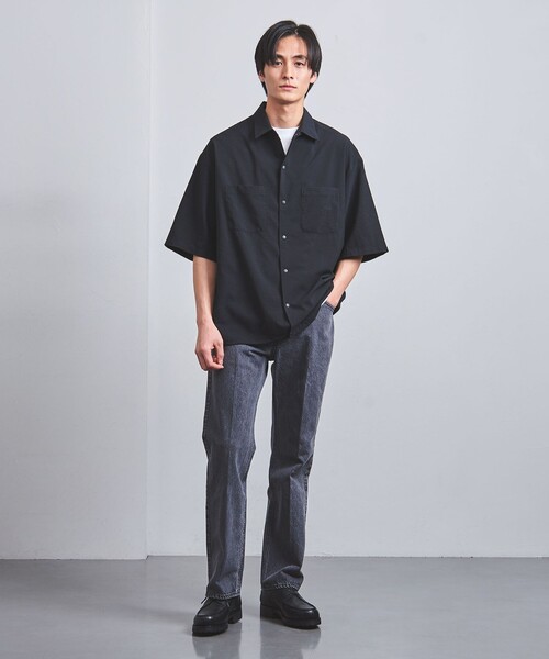 1回の利用　ユナイテッドアローズ　M ネイビー　シアサッカー　ストレッチ　シャツ UNITED ARROWS LTD. OUTLET｜【 WARDROBE SMART】テック シア