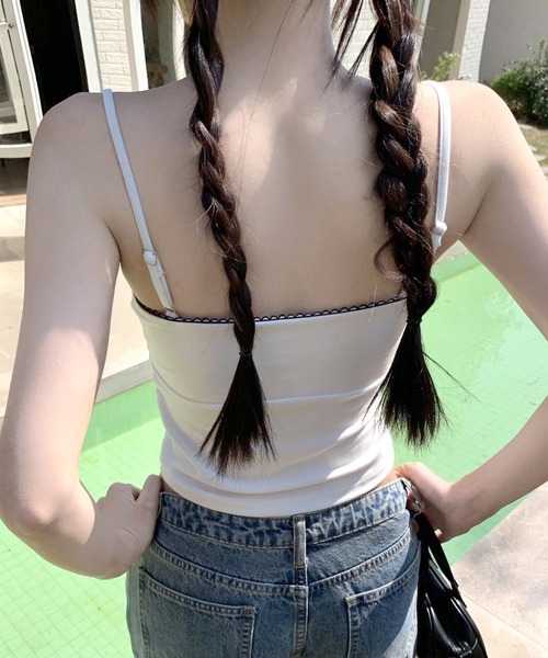 Lace Ladies(レースレディース)の「ソリッドカラー リボン ベーシック カップ付き キャミソール(キャミソール・レディース・ホワイト/ブラック/グレー・FREE)」の14枚目の写真