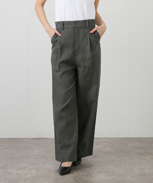 La TOTALITE（ラトータリテ）の「【洗える】TICCA /ティッカ リネンワイドタックパンツ（その他パンツ・レディース・カーキ/ベージュ・36/38）」の2枚目の写真