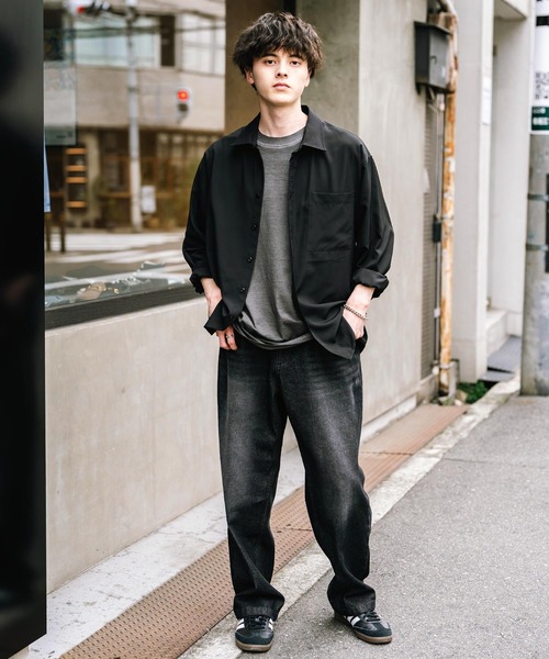 Rocky Monroe（ロッキーモンロー）の「ルーズシルエットワイドデニムパンツ（デニムパンツ・メンズ・ケミカルウォッシュ/ブルー/ダークブラック/ライトブラック/ワンウォッシュ/ブラック/オフホワイト・M/L/XL）」の18枚目の写真