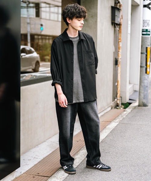 Rocky Monroe（ロッキーモンロー）の「ルーズシルエットワイドデニムパンツ（デニムパンツ・メンズ・ケミカルウォッシュ/ブルー/ダークブラック/ライトブラック/ワンウォッシュ/ブラック/オフホワイト・M/L/XL）」の19枚目の写真