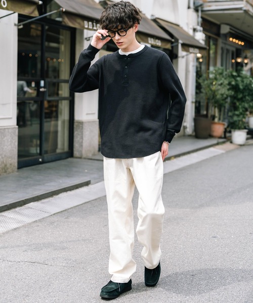 Rocky Monroe（ロッキーモンロー）の「ルーズシルエットワイドデニムパンツ（デニムパンツ・メンズ・ケミカルウォッシュ/ブルー/ダークブラック/ライトブラック/ワンウォッシュ/ブラック/オフホワイト・M/L/XL）」の11枚目の写真