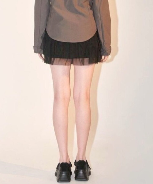 ●●ODDONEOUT●●TUCKING MASH SKIRT TUCKING MASH SKIRT BLACK - ODD ONE OUT