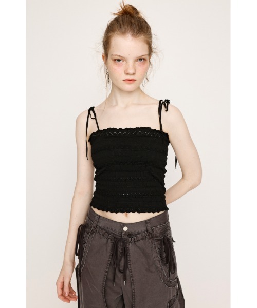 【新品】THE SHISHIKUI リボンキャミRIBBON CAMI セール】SHIRRING RIBBON CAMI シャーリング リボン キャミ 夏服