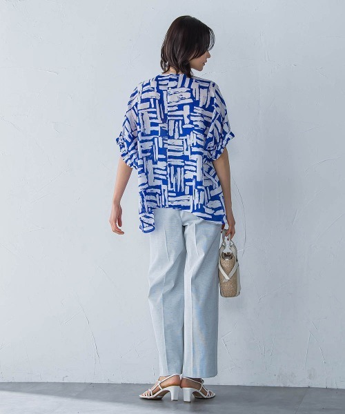 LAUTREAMONT（ロートレアモン）の「麻調ボイルプリントブラウス≪洗濯機で洗える≫（シャツ/ブラウス・レディース・ブルー系その他/ブラック系その他・9号）」の7枚目の写真