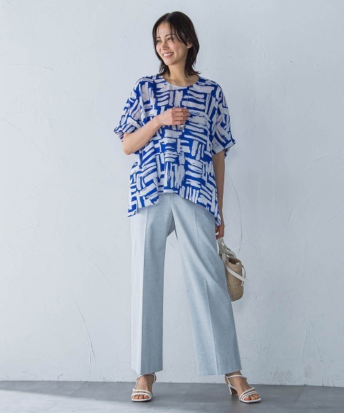 LAUTREAMONT（ロートレアモン）の「麻調ボイルプリントブラウス≪洗濯機で洗える≫（シャツ/ブラウス・レディース・ブルー系その他/ブラック系その他・9号）」の8枚目の写真