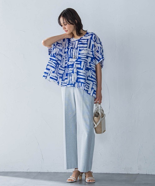 LAUTREAMONT（ロートレアモン）の「麻調ボイルプリントブラウス≪洗濯機で洗える≫（シャツ/ブラウス・レディース・ブルー系その他/ブラック系その他・9号）」の9枚目の写真