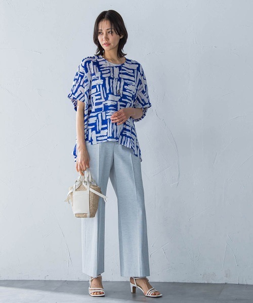 LAUTREAMONT（ロートレアモン）の「麻調ボイルプリントブラウス≪洗濯機で洗える≫（シャツ/ブラウス・レディース・ブルー系その他/ブラック系その他・9号）」の10枚目の写真