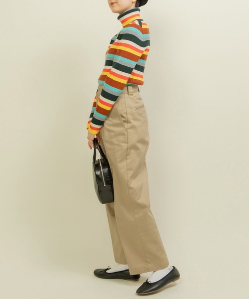 CHILD WOMAN（チャイルドウーマン）の「もちもちマルチボーダー リブタートル（ニット/セーター・レディース・ブラウン/ネイビー・FREE）」の19枚目の写真