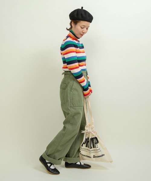 Dot & Stripes CHILD WOMAN タートルネックニット もちもちマルチボーダー リブタートル（ニット/セーター