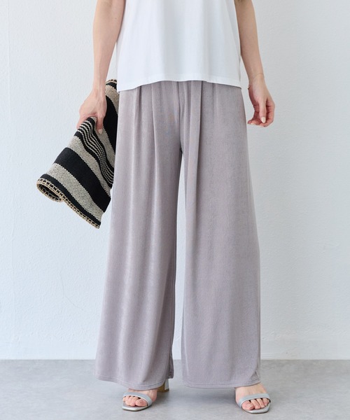 INCEDE（インシード）の「接触冷感 タックイージーパンツ（その他パンツ・レディース・シルバー/ブラック/ブラウン・M/L）」の3枚目の写真