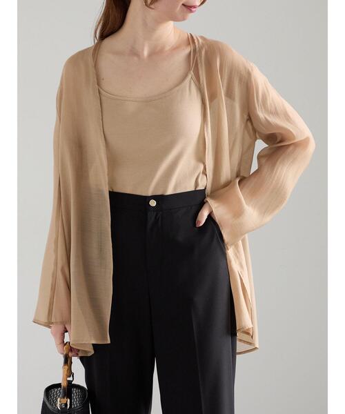 Te chichi（テチチ）の「【松井愛莉着用】シアーノーカラーシャツ（シャツ/ブラウス・レディース・オフホワイト/ブラック/ブラウン・F）」の3枚目の写真