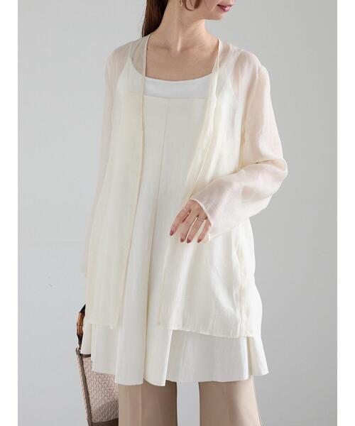 Te chichi（テチチ）の「【松井愛莉着用】シアーノーカラーシャツ（シャツ/ブラウス・レディース・オフホワイト/ブラック/ブラウン・F）」の7枚目の写真