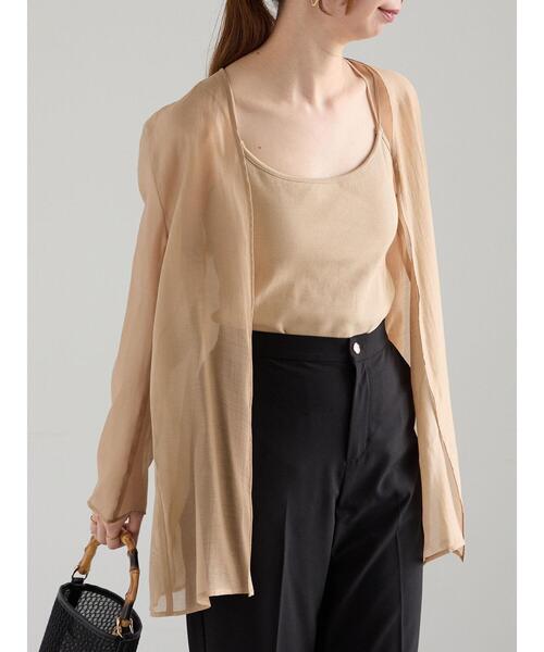 Te chichi（テチチ）の「【松井愛莉着用】シアーノーカラーシャツ（シャツ/ブラウス・レディース・オフホワイト/ブラック/ブラウン・F）」の11枚目の写真