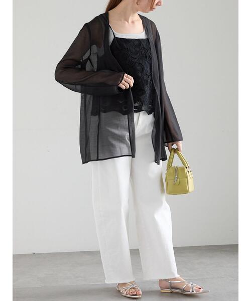 Te chichi（テチチ）の「【松井愛莉着用】シアーノーカラーシャツ（シャツ/ブラウス・レディース・オフホワイト/ブラック/ブラウン・F）」の13枚目の写真