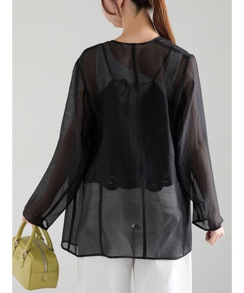 Te chichi（テチチ）の「【松井愛莉着用】シアーノーカラーシャツ（シャツ/ブラウス・レディース・オフホワイト/ブラック/ブラウン・F）」の15枚目の写真