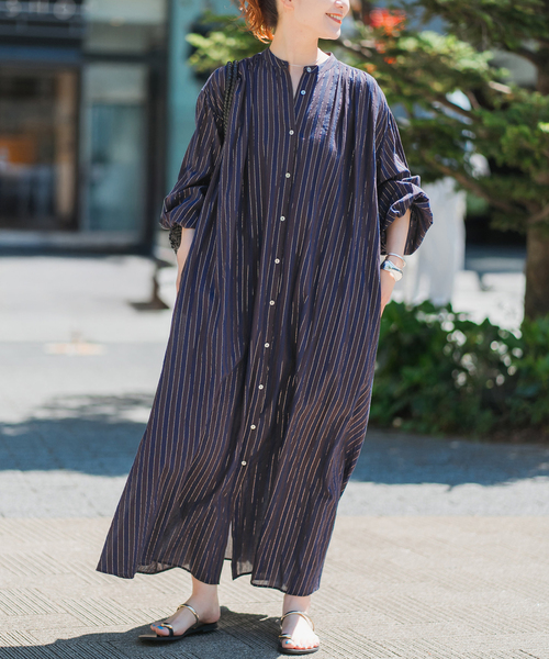 Spick & Span（スピックアンドスパン）の「HYU ストライプギャザーシャツワンピース（ワンピース・レディース・その他4/その他10・38/36）」の5枚目の写真