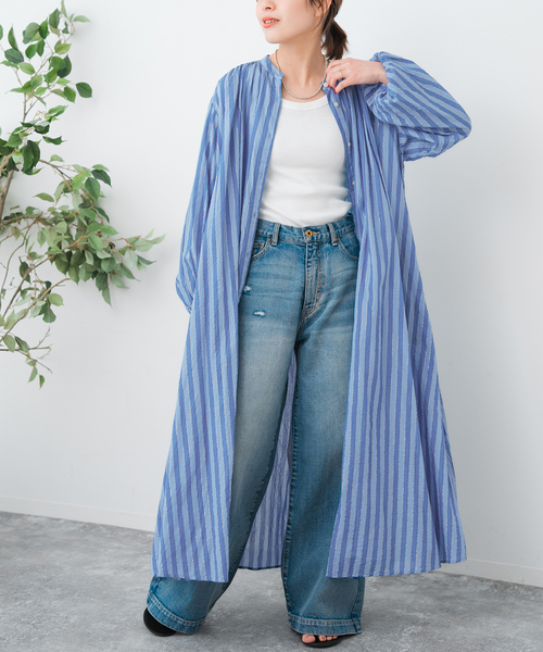 Spick & Span（スピックアンドスパン）の「HYU ストライプギャザーシャツワンピース（ワンピース・レディース・その他4/その他10・38/36）」の10枚目の写真