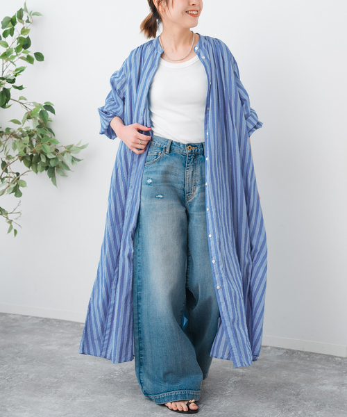 Spick & Span（スピックアンドスパン）の「HYU ストライプギャザーシャツワンピース（ワンピース・レディース・その他4/その他10・38/36）」の11枚目の写真