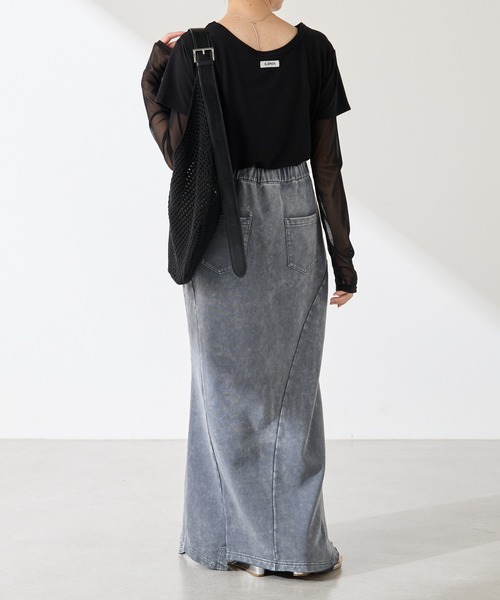 COLLAGE GALLARDAGALANTE（コラージュガリャルダガランテ）の「Q.anos/パッチマーメイドスカート（スカート・レディース・ブルー/グレー・FREE）」の9枚目の写真