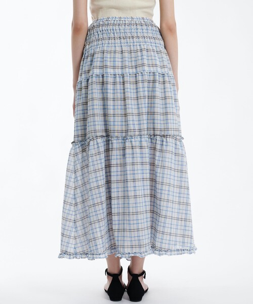PUBLIC TOKYO(パブリックトウキョウ)の「シャーリングチェックティアードスカート(スカート・レディース・ライトグレー/ネイビー・1/2)」の20枚目の写真