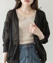 前後2WAYランダムリブタンクトップ Vネック 丸首