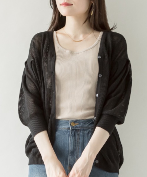 RCD(アールシーディー)の「前後2WAYランダムリブタンクトップ Vネック 丸首(タンクトップ・レディース・モカ/ホワイト/ブラック/ベージュ/カーキ・M/L/LL/3L/4L)」の6枚目の写真