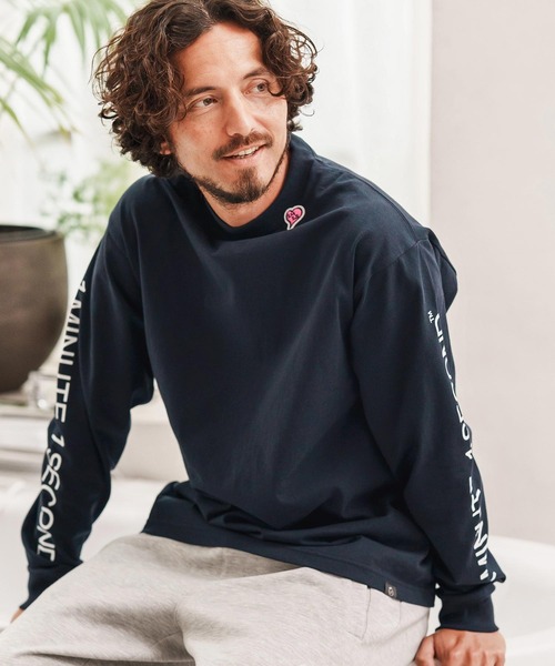 1minute 1second(ワンミニットワンセカンド)の「mlt5292-7oz long sleeve cut&sew with sleeve print ロングスリーブカットソー(Tシャツ/カットソー・メンズ・ネイビー/ブラック/ホワイト・M/L/XL)」の3枚目の写真
