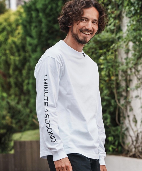 1minute 1second(ワンミニットワンセカンド)の「mlt5292-7oz long sleeve cut&sew with sleeve print ロングスリーブカットソー(Tシャツ/カットソー・メンズ・ネイビー/ブラック/ホワイト・M/L/XL)」の4枚目の写真