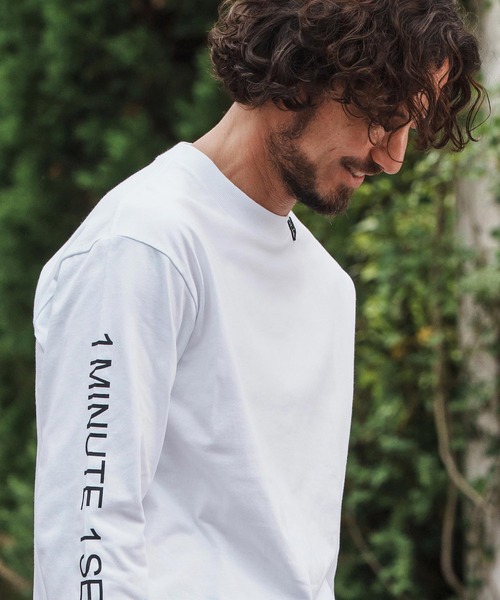 1minute 1second(ワンミニットワンセカンド)の「mlt5292-7oz long sleeve cut&sew with sleeve print ロングスリーブカットソー(Tシャツ/カットソー・メンズ・ネイビー/ブラック/ホワイト・M/L/XL)」の5枚目の写真