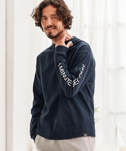 1minute 1second(ワンミニットワンセカンド)の「mlt5292-7oz long sleeve cut&sew with sleeve print ロングスリーブカットソー(Tシャツ/カットソー・メンズ・ネイビー/ブラック/ホワイト・M/L/XL)」の10枚目の写真