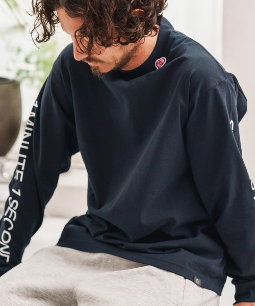 1minute 1second(ワンミニットワンセカンド)の「mlt5292-7oz long sleeve cut&sew with sleeve print ロングスリーブカットソー(Tシャツ/カットソー・メンズ・ネイビー/ブラック/ホワイト・M/L/XL)」の11枚目の写真