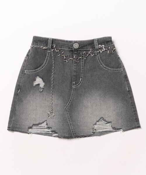 PINKHUNT（ピンクハント）の「PINKHUNT ピンクハント 星チェーンベルト付き デニムスカート 0709K（デニムスカート・キッズ・ブラック/ブルー・150cm/160cm/120cm/130cm/140cm）」の3枚目の写真