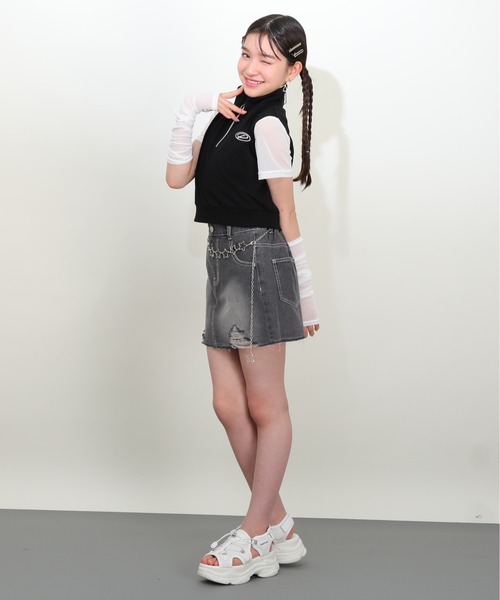 PINKHUNT（ピンクハント）の「PINKHUNT ピンクハント 星チェーンベルト付き デニムスカート 0709K（デニムスカート・キッズ・ブラック/ブルー・150cm/160cm/120cm/130cm/140cm）」の8枚目の写真