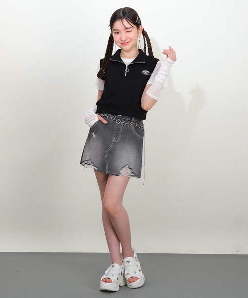 PINKHUNT（ピンクハント）の「PINKHUNT ピンクハント 星チェーンベルト付き デニムスカート 0709K（デニムスカート・キッズ・ブラック/ブルー・150cm/160cm/120cm/130cm/140cm）」の10枚目の写真