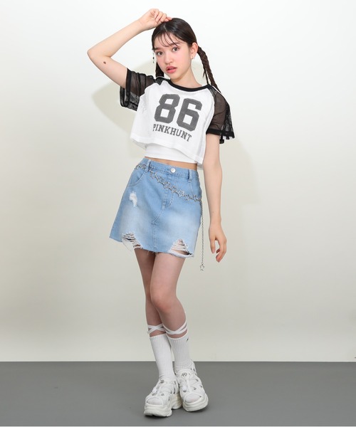 PINKHUNT（ピンクハント）の「PINKHUNT ピンクハント 星チェーンベルト付き デニムスカート 0709K（デニムスカート・キッズ・ブラック/ブルー・150cm/160cm/120cm/130cm/140cm）」の16枚目の写真