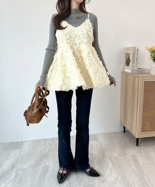 シャネル フラワーモチーフ キャミソール 38 CHANEL フラワーモチーフ