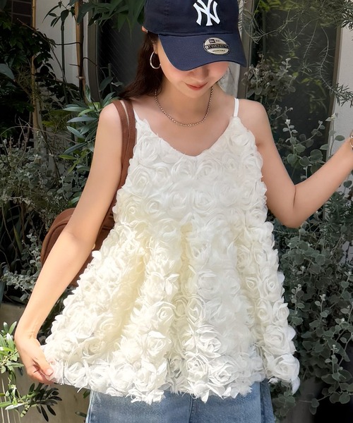 セール】SNSで大バズり中!3Dフラワーモチーフフレアキャミビスチェ