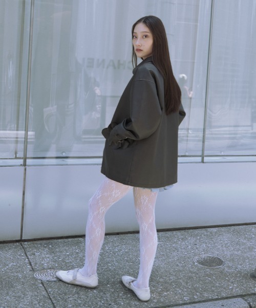 HONEY MI HONEY（ハニーミーハニー）の「frill pocket leather like blouson（ブルゾン・レディース・ブラック/ブラウン/ベージュ・FREE）」の11枚目の写真