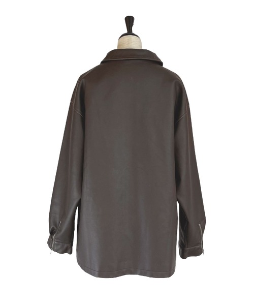 HONEY MI HONEY（ハニーミーハニー）の「frill pocket leather like blouson（ブルゾン・レディース・ブラック/ブラウン/ベージュ・FREE）」の13枚目の写真