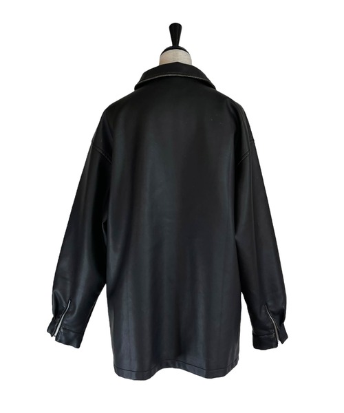HONEY MI HONEY（ハニーミーハニー）の「frill pocket leather like blouson（ブルゾン・レディース・ブラック/ブラウン/ベージュ・FREE）」の14枚目の写真