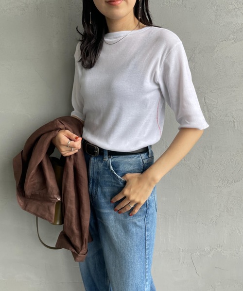 メヤメ ❤️ カットソー　サイズフリーです。 MEYAME / メヤメ] リブ ハーフスリーブ Tシャツ（Tシャツ