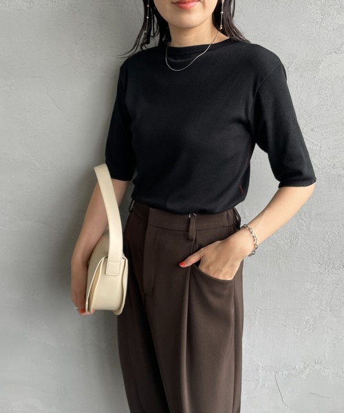 メヤメ ❤️ カットソー　サイズフリーです。 MEYAME / メヤメ] リブ ハーフスリーブ Tシャツ（Tシャツ