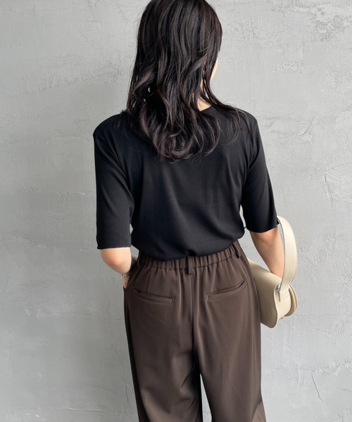 MEYAME（メヤメ）の「[MEYAME/メヤメ] リブ ハーフスリーブ Tシャツ（T 