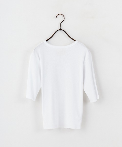 MEYAME / メヤメ] リブ ハーフスリーブ Tシャツ（Tシャツ