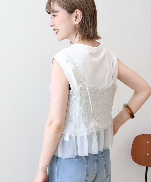 AMERICAN HOLIC(アメリカンホリック)の「SETチュールキャミ+ノースリーブカットプルオーバー(Tシャツ/カットソー・レディース・アイボリー/チャコールグレー/ブラック・M/L)」の20枚目の写真