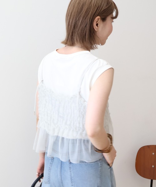 AMERICAN HOLIC(アメリカンホリック)の「SETチュールキャミ+ノースリーブカットプルオーバー(Tシャツ/カットソー・レディース・アイボリー/チャコールグレー/ブラック・M/L)」の19枚目の写真