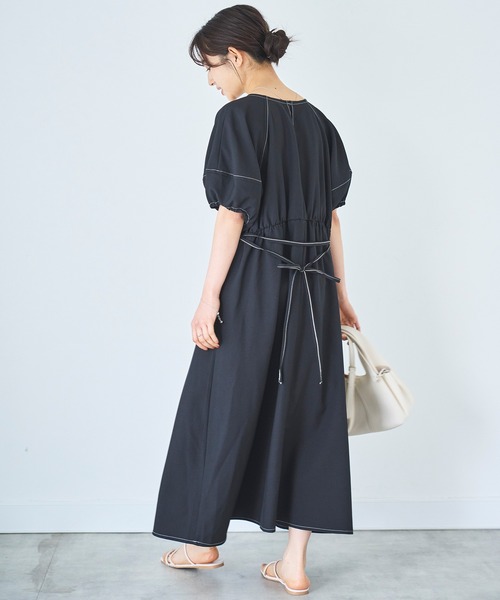 mil(ミル)の「ランタンスリーブ キーネックワンピース(ワンピース・レディース・グレイッシュベージュ/ダークブラウン/ブラック・XS/S)」の12枚目の写真