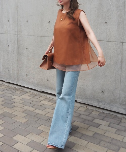 LAULEN(ローレン)の「sheer layered sleeveless tops /シアーレイヤードクルーネックノースリトップス(シャツ/ブラウス・レディース・ブラウン/グレー/ブラック・FREE)」の12枚目の写真